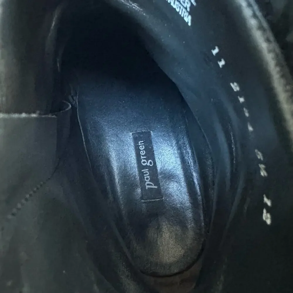 Paul Green Black Leather Ankle Boots - Women's Size 5.5 - Picture 8 of 9